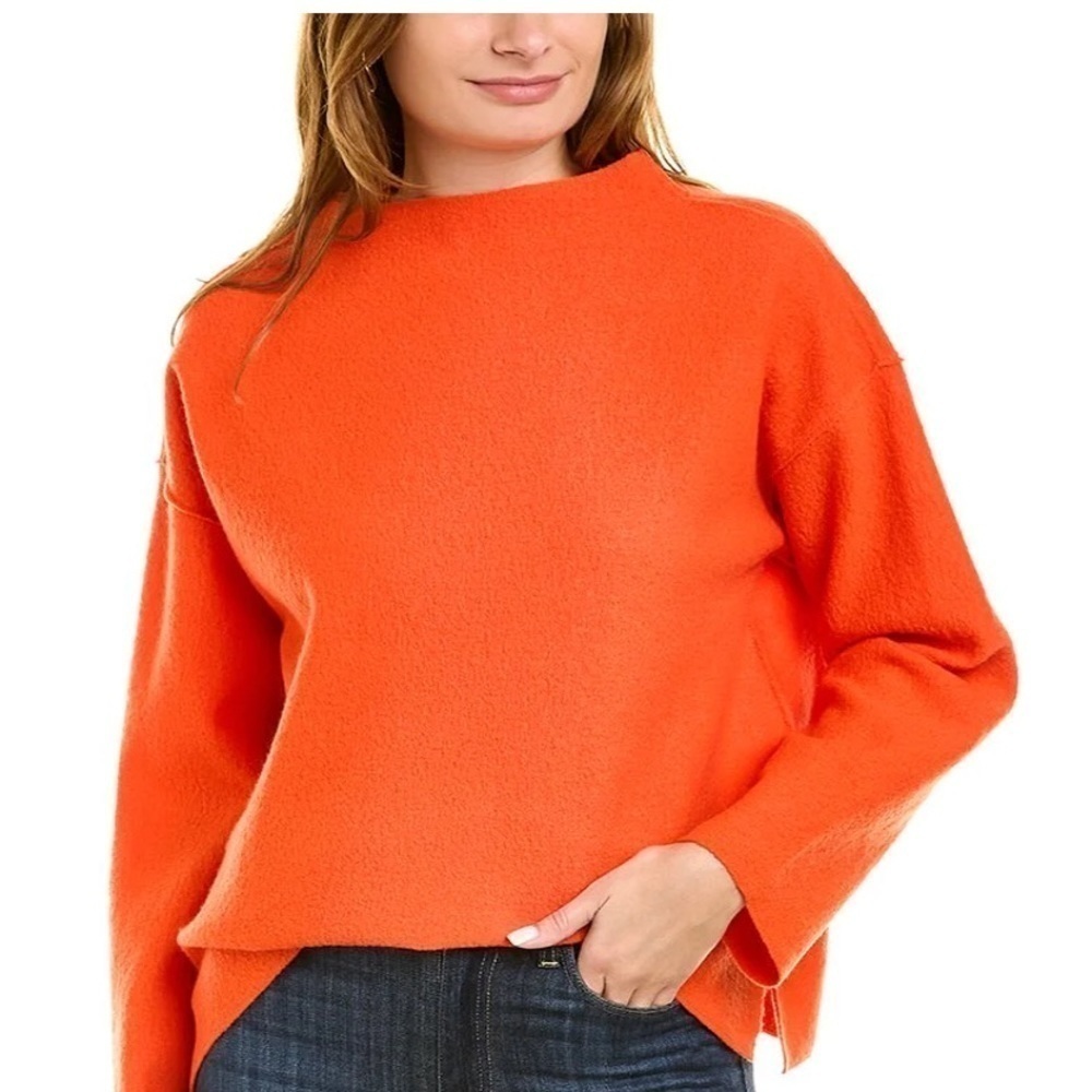 NWT Vintage Sweater 100% Italian Yarn Wool Pumpkin Orange Mock Turtleneck Fall L